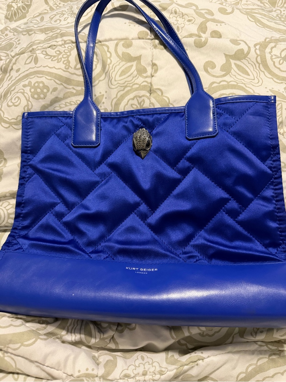 Kurt Geiger London Blue Quilted Eagle Tote Bag
